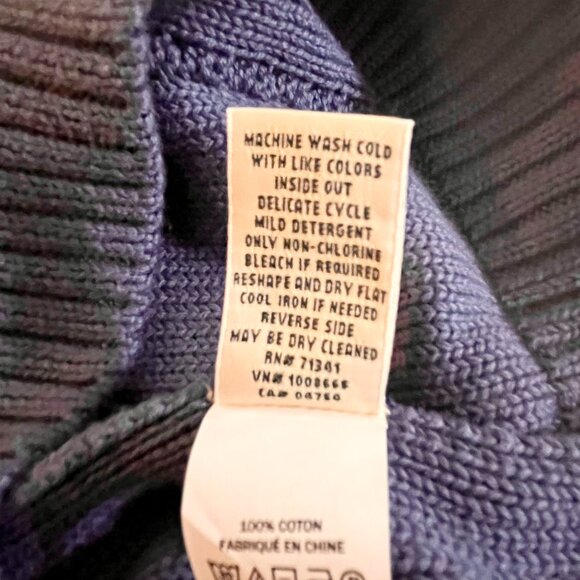 LL Bean Cable Knit Sweater Women’s Small Steel Blue100% Cotton Pullover Crewneck - Picture 7 of 9